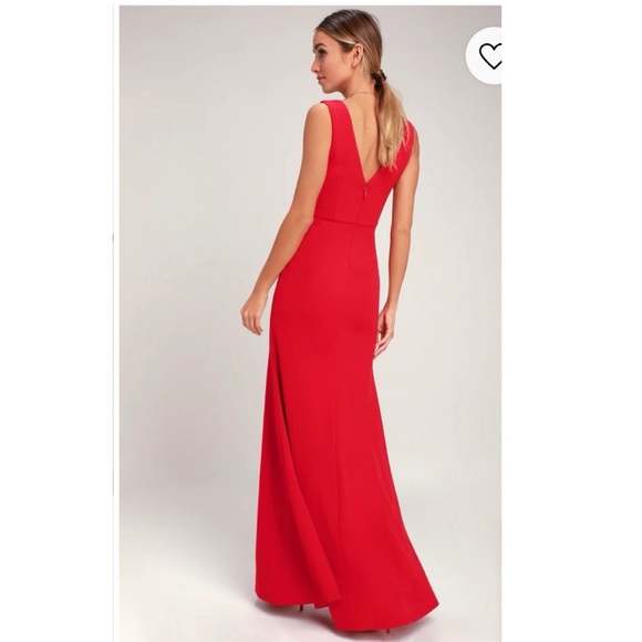 Lulu’s Waltz Happening Red Sleeveless Gown - Picture 3 of 6